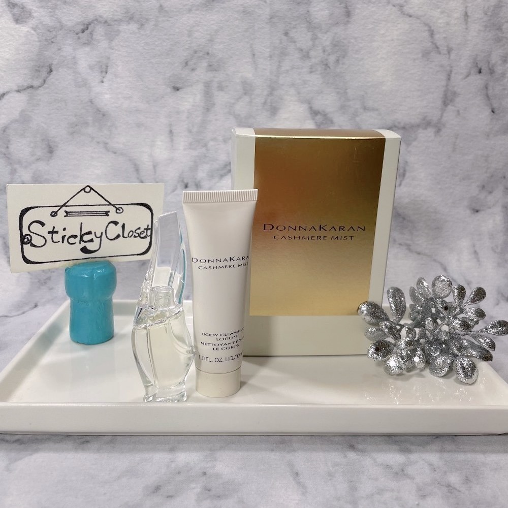 Donna Karan Cashmere Mist Gift Set-EDP Body Lotion-Mini 5ml & 30ml-2pc-BOXED-NEW